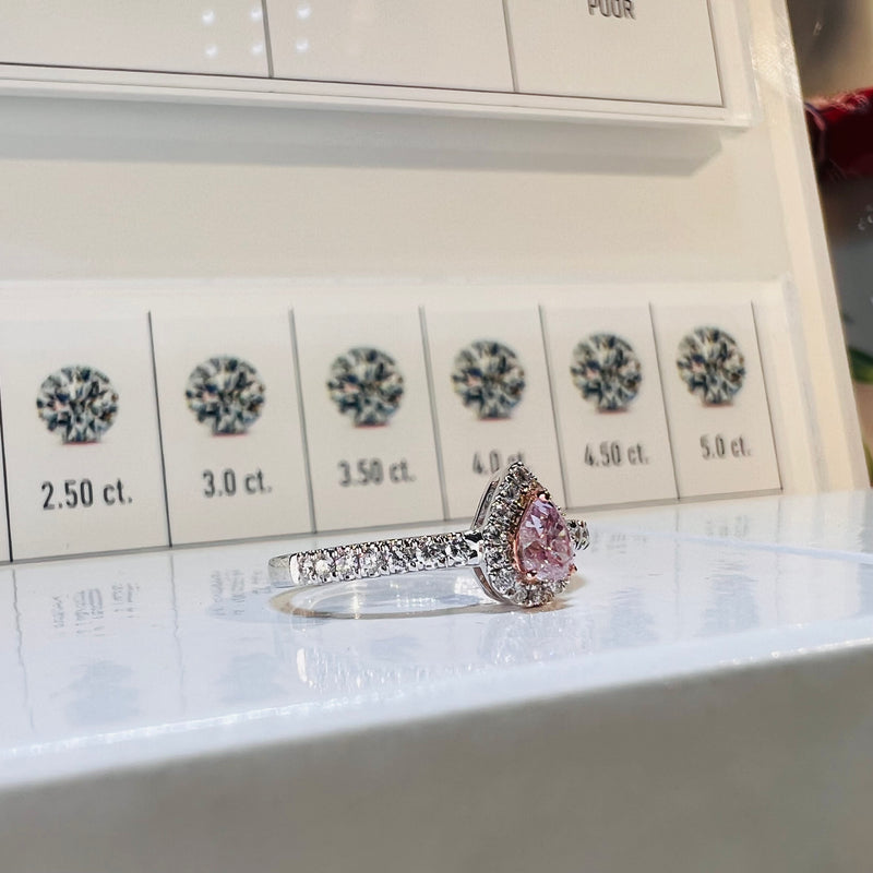 GIA證書 天然粉紅鑽石24份 18K鑽石圍石介指 Pink Diamond