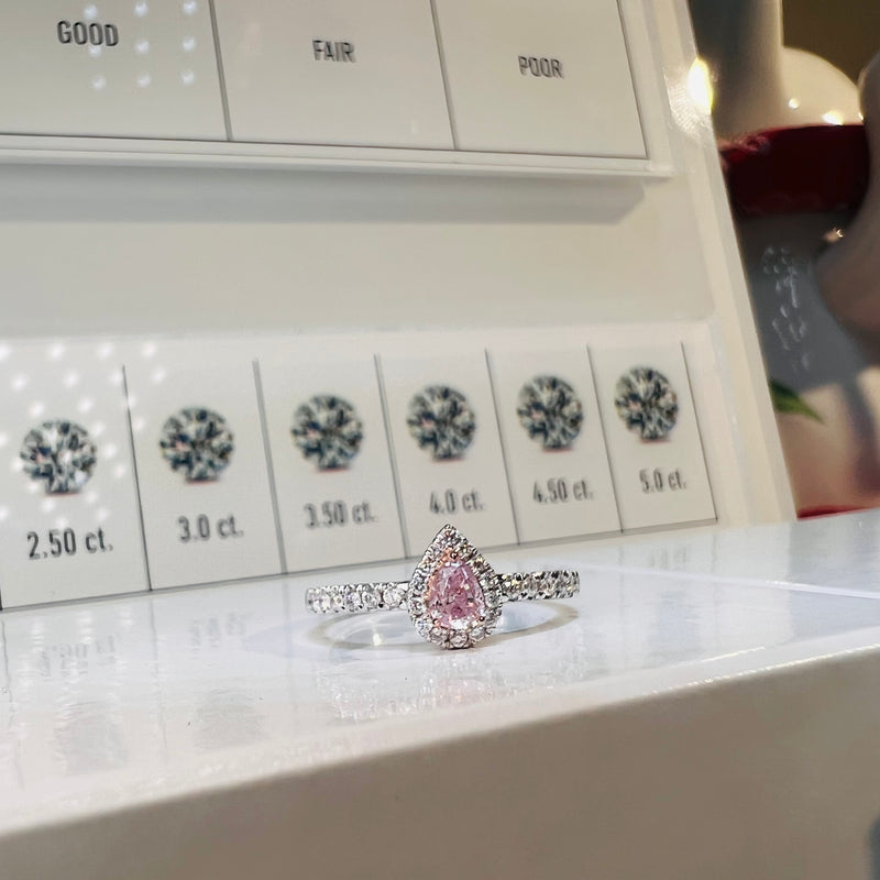GIA證書 天然粉紅鑽石24份 18K鑽石圍石介指 Pink Diamond