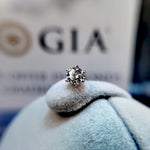 50份 G I1 GIA證書 6爪鑲嵌 18K黃金鑽石耳環 男仕單隻耳環